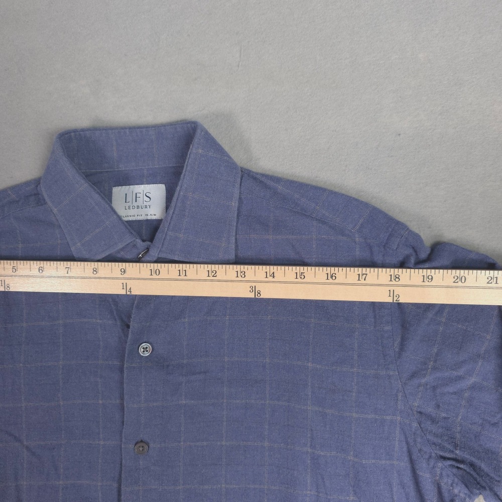 Ledbury Classic Fit Blue‎ Plaid Dress Shirt Mens 15.5 M - Picture 3 of 8